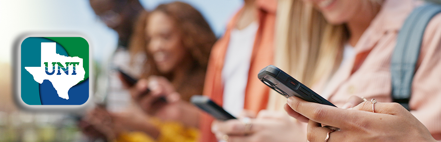 UNT Go App - students on phone